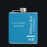 Modern Monogram Personalized Groomsman Hip Flask<br><div class="desc">This Groomsman custom design features a handwritten minimalistic confident blue hues. You can personalize the name,  title,  and groom or add your custom message! Show your Groomsman how much you love and appreciate their participation.</div>