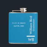 Modern Monogram Personalized Groomsman Hip Flask<br><div class="desc">This Groomsman custom design features a handwritten minimalistic confident blue hues. You can personalize the name,  title,  and groom or add your custom message! Show your Groomsman how much you love and appreciate their participation.</div>