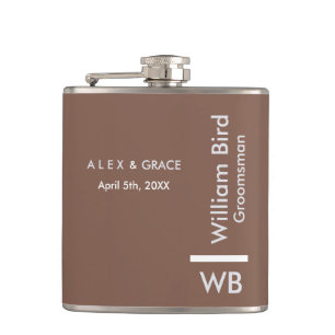 Modern Monogram Personalized Groomsman Hip Flask