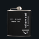 Modern Monogram Personalized Groomsman Hip Flask<br><div class="desc">This Groomsman custom design features a handwritten minimalistic confident Black background. You can personalize the name,  title,  and groom or add your custom message! Show your Groomsman how much you love and appreciate their participation.</div>
