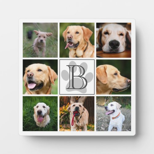 Modern Monogram Pet Photo Collage   Fur Baby Card Plaque