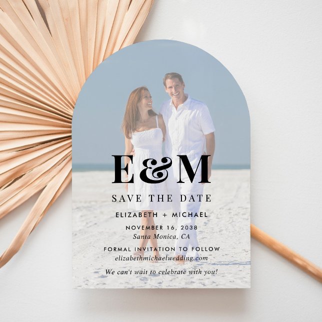 Modern Monogram Photo Arch Wedding Save The Date (Make your day unforgettable with a stunning arch-shaped save the date—modern, elegant, unique!)