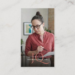 Modern Monogram Photo Business Consultant Card