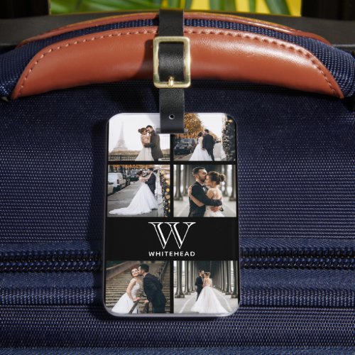 Modern Monogram Photo Collage Luggage Tag