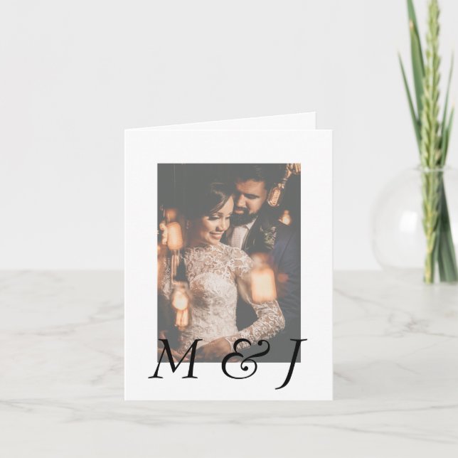 Modern Monogram Photo & Elegant Folded Wedding Invitation (Front)