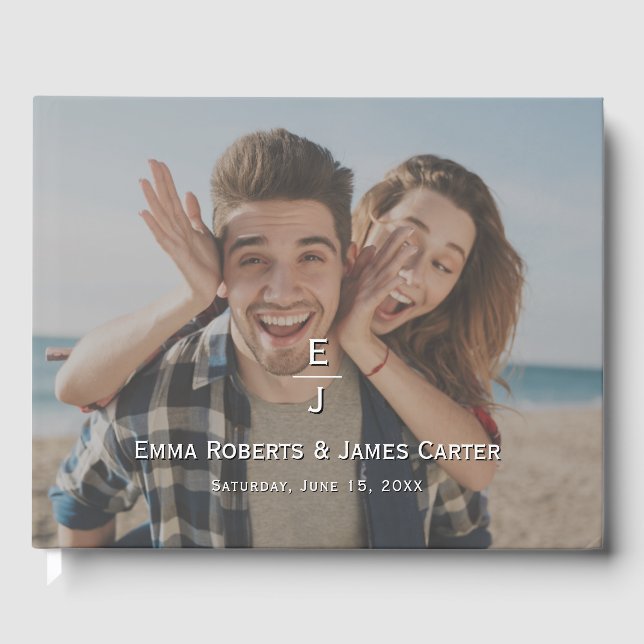 Modern Monogram Photo Guest Book (Front)