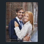 Modern Monogram Photo Jigsaw Puzzle<br><div class="desc">Simple and chic monogram design. Need a custom color? Send us a message to heartlockedstudio@gmail.com and we'll be happy to help you out!</div>