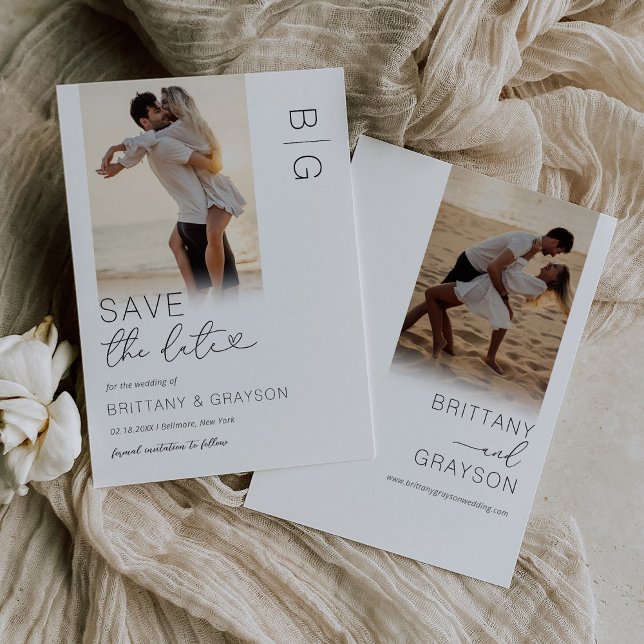 Modern Monogram Photo Save The Date (Creator Uploaded)