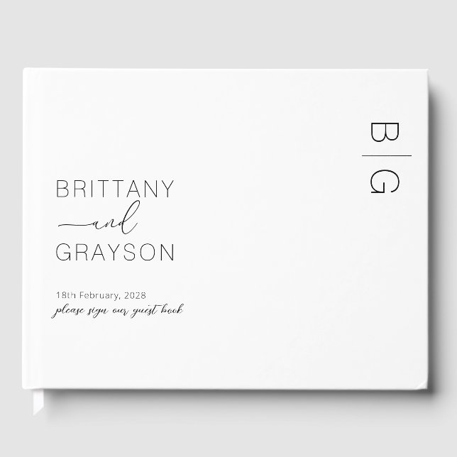 Modern Monogram Photo Wedding Guest Book (Front)