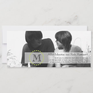 Modern Monogram Photo Wedding Invitations Black