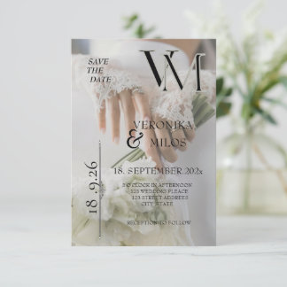 Modern Monogram Photo Wedding Save The Date Card