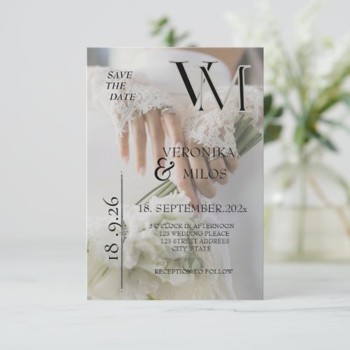 Modern Monogram Photo Wedding Save The Date Card