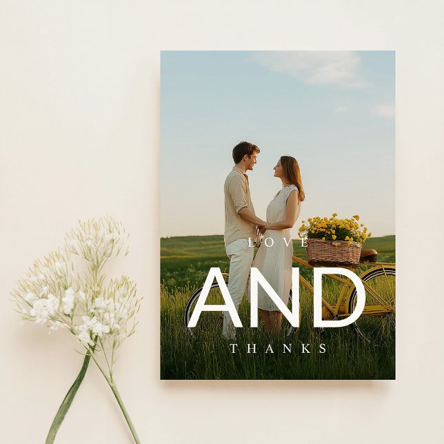 Modern Monogram Photo Wedding Thank You Card (Creator Uploaded)