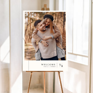 Modern Monogram Photo Wedding Welcome Foam Board