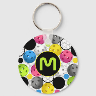 Modern Monogram Pickleballs Keychain