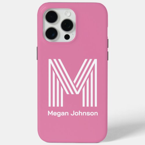 Modern Monogram Pink iPhone 15 Pro Max Case