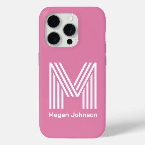 Modern Monogram Pink iPhone 15 Pro Case