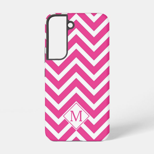 Modern Monogram Pink Chevron Stripes Samsung Galaxy Case (Back)
