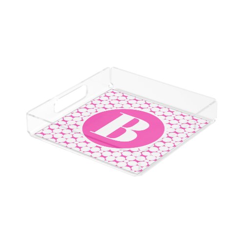 Modern Monogram Pink Circles Baby Nursery Bath  Acrylic Tray