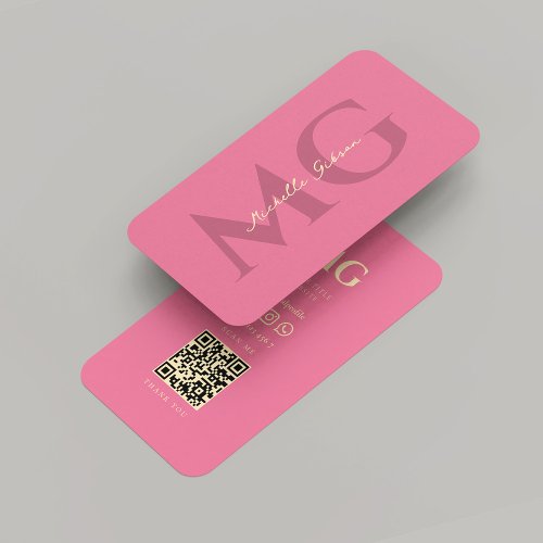 Modern Monogram Pink Elegant Professional Business Card