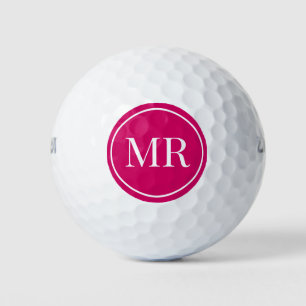 Modern Monogram Pink Golf Balls