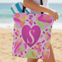 Modern Monogram Pink Heart Painted School