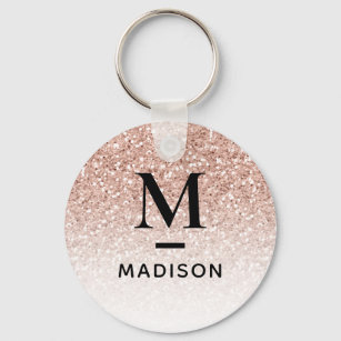 Personalized Rose Gold Letter Name Tag Keychain