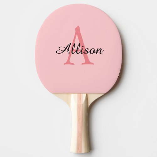 Modern Monogram Pink Script Name Personalized Ping Pong Paddle