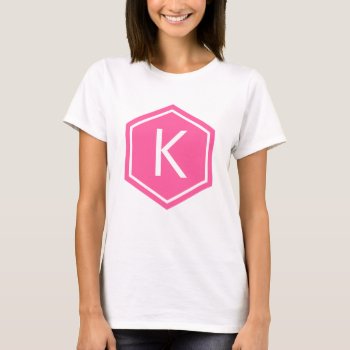 Modern Monogram Pink T-shirt by FINEandDANDY at Zazzle