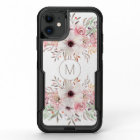Modern Monogram Pink Watercolor Floral
