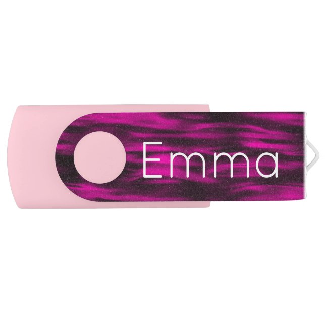 Modern Monogram Pink Waves USB Flash Drive 128gb (Front)
