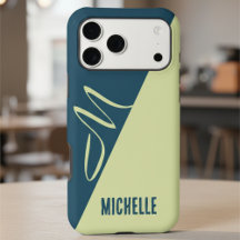 Modern Monogram Pistachio Petrol Blue Color Block
