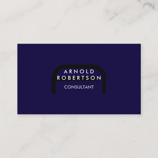 Modern Monogram Plain Blue Trendy Business Card (Front)