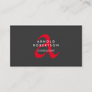 Modern Monogram Plain Gray Red Trend Business Card
