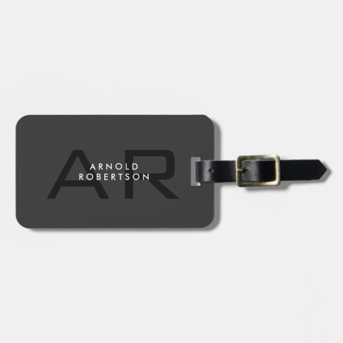 Modern Monogram Plain Gray Trendy Add Name Luggage Tag