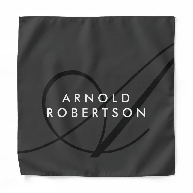 Modern Monogram Plain Gray Trendy Bandana (Front)