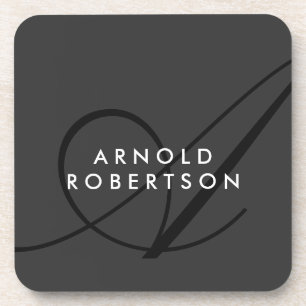 Modern Monogram Plain Gray Trendy Beverage Coaster