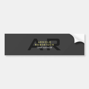 Modern Monogram Plain Gray Trendy Business Bumper Sticker