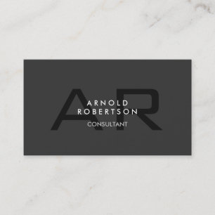 Modern Monogram Plain Gray Trendy Business Card