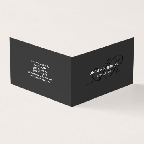 Modern Monogram Plain Gray Trendy Business Card