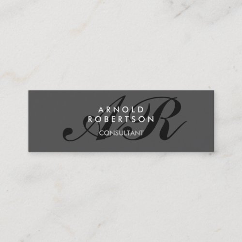 Modern Monogram Plain Gray Trendy Business Card