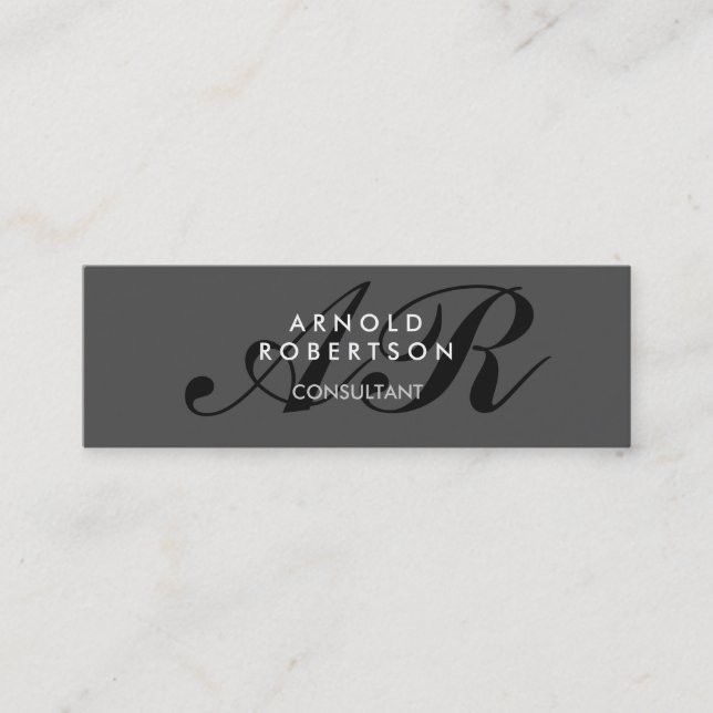 Modern Monogram Plain Gray Trendy Business Card (Front)
