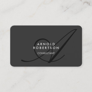 Modern Monogram Plain Gray Trendy Business Card