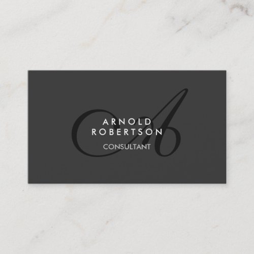 Modern Monogram Plain Gray Trendy Business Card