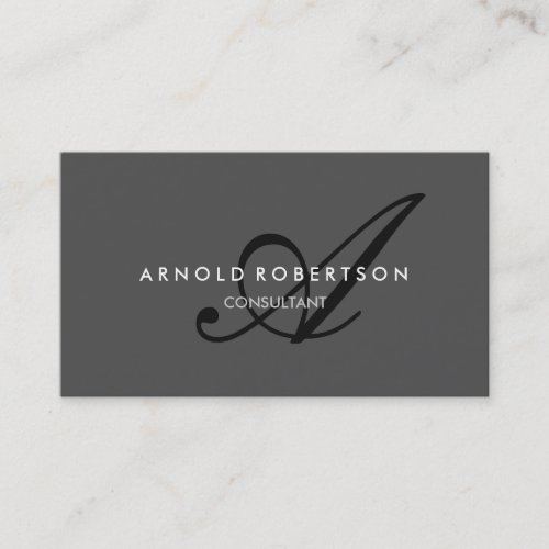 Modern Monogram Plain Gray Trendy Business Card