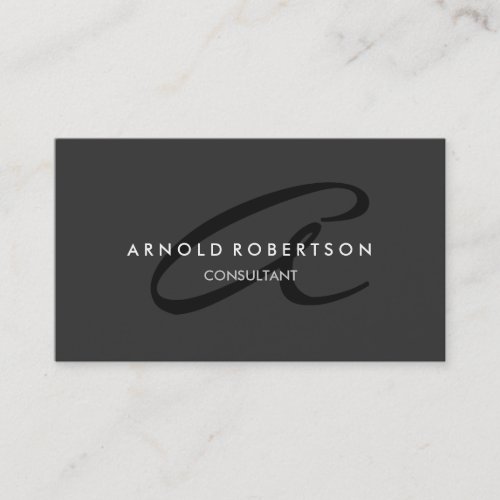 Modern Monogram Plain Gray Trendy Business Card