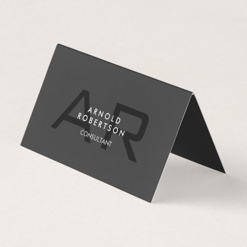 Modern Monogram Plain Gray Trendy Business Card