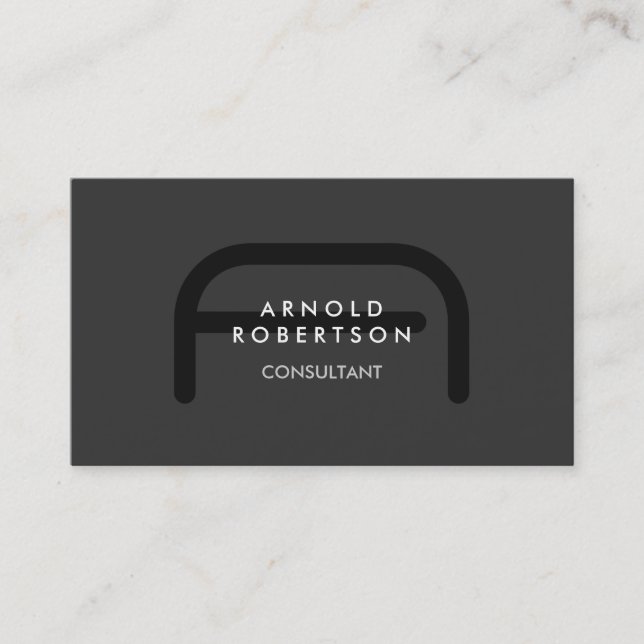 Modern Monogram Plain Gray Trendy Business Card (Front)