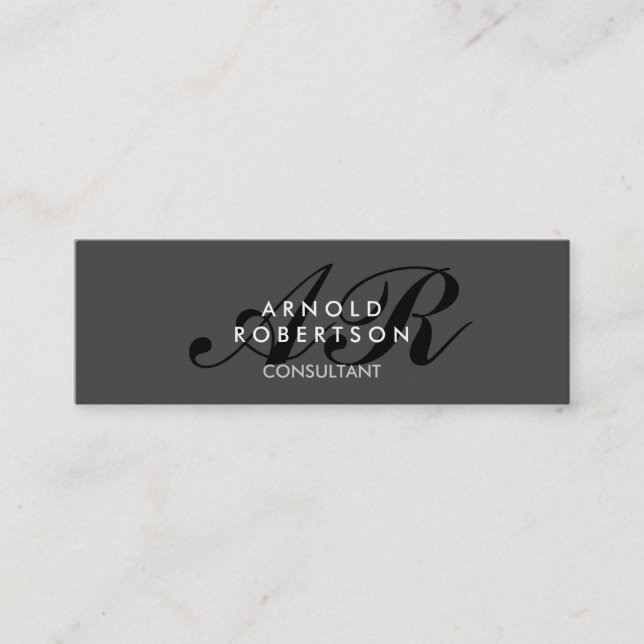 Modern Monogram Plain Gray Trendy Business Card (Front)