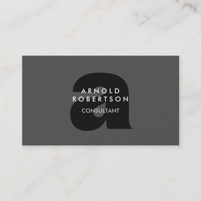 Modern Monogram Plain Gray Trendy Business Card (Front)